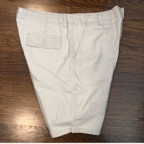 Khaki Mens Flat Front Shorts Size 34 - Picture 5 of 8